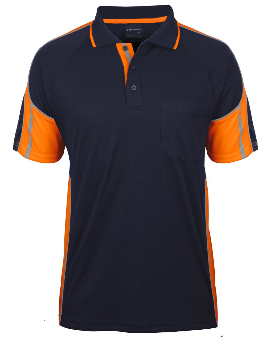 JB's S/S STREET PANEL POLO - Navy/Orange