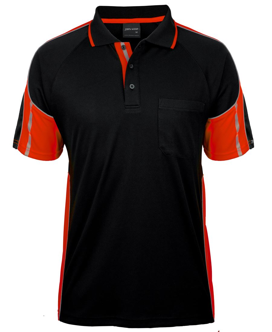 JB's S/S STREET PANEL POLO - Black/Orange