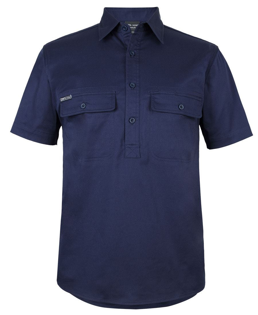 JB's S/S 150G STRETCH CLOSE FRONT WORK SHIRT - Navy