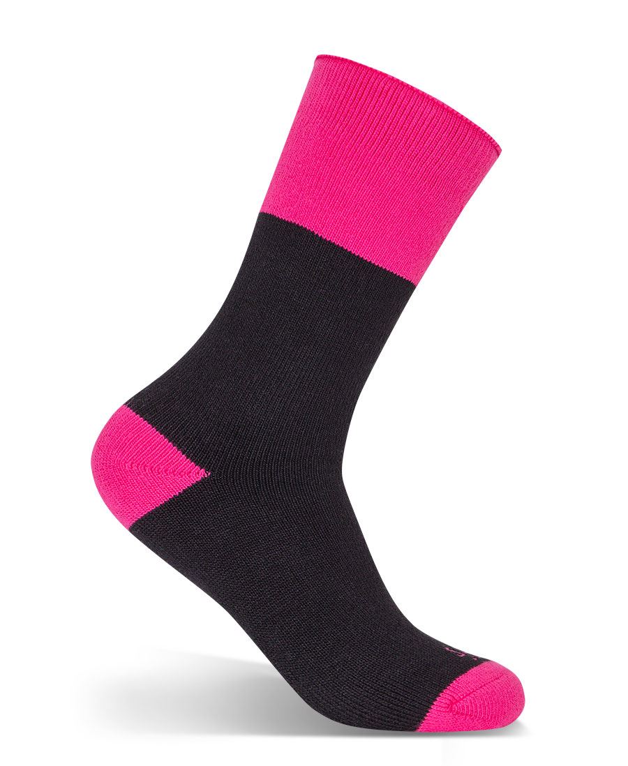 JB's LADIES ULTRA THICK BAMBOO WORK SOCK - Black/Pink