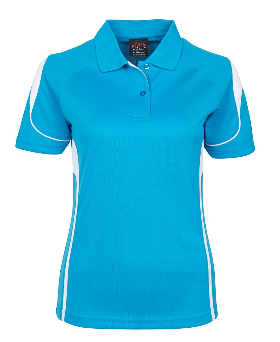 PDM LADIES BELL POLO - Aqua/White
