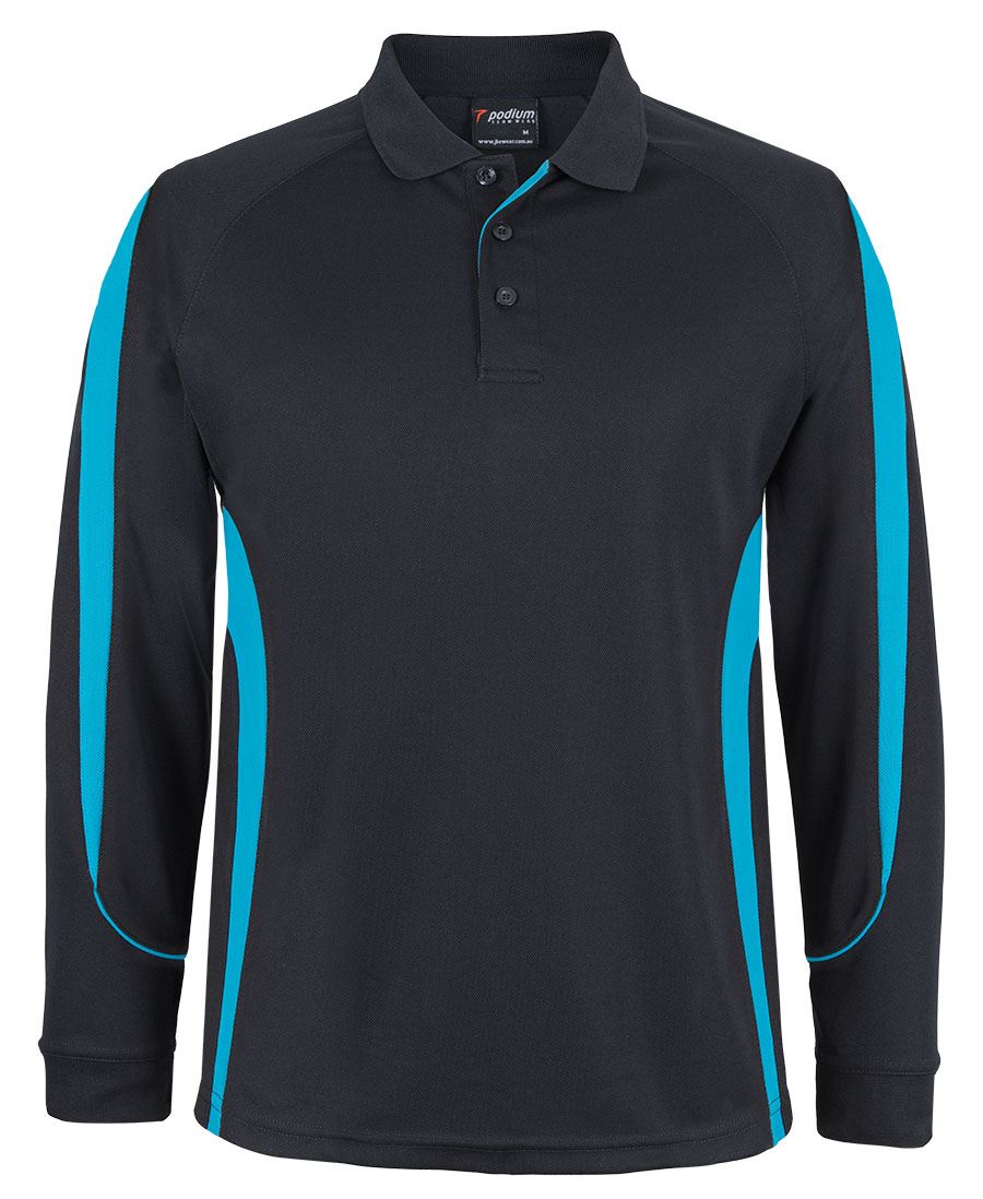 PDM L/S BELL POLO - Black/Aqua