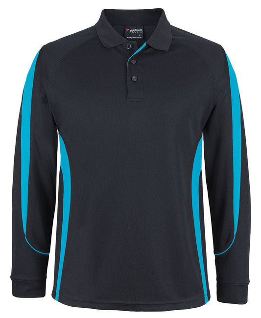 PDM L/S BELL POLO - Black/Aqua