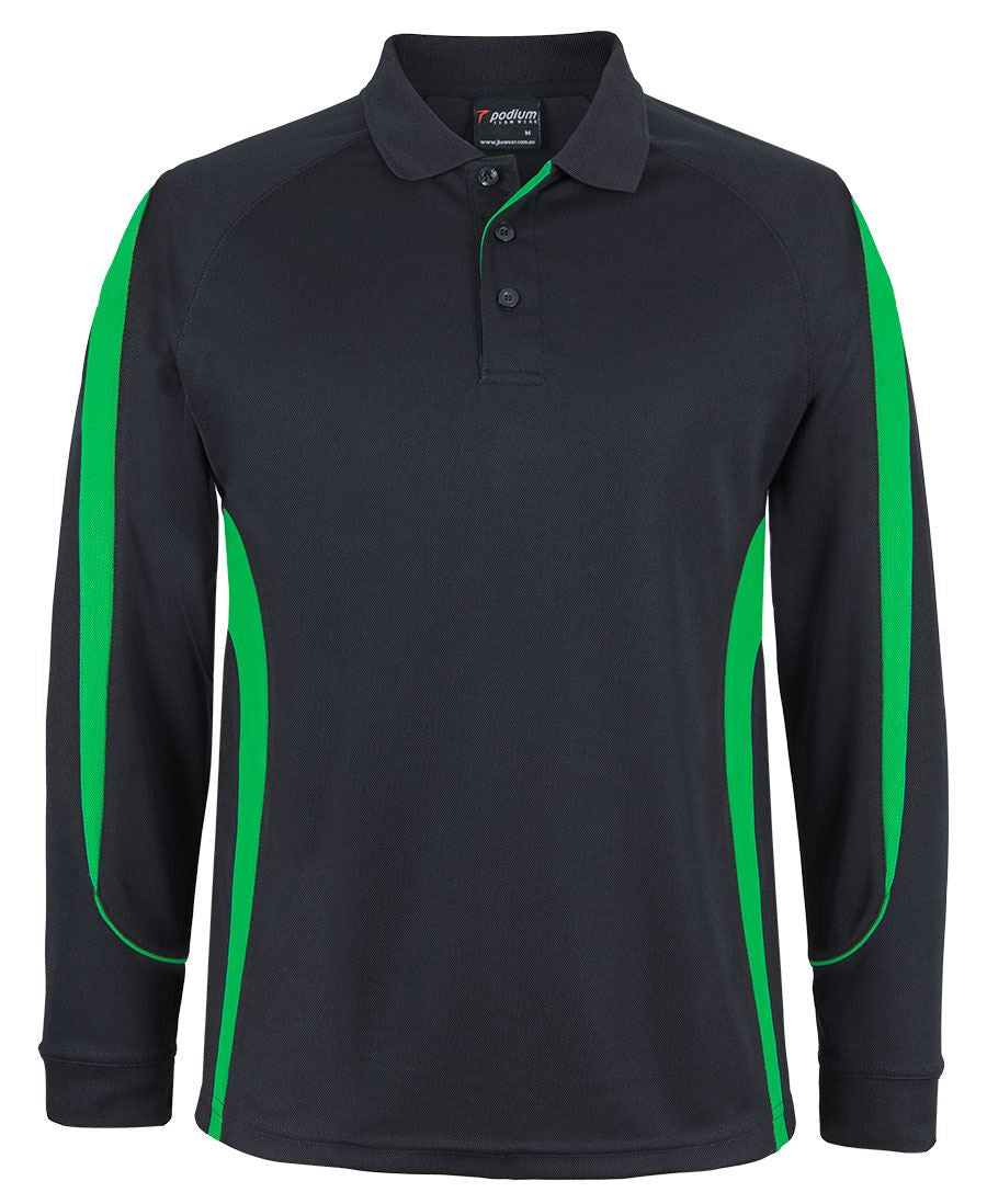 PDM L/S BELL POLO - Black/Pea Green