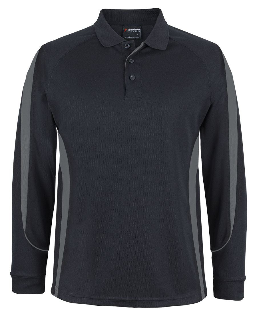 PDM L/S BELL POLO - Black/Charcoal