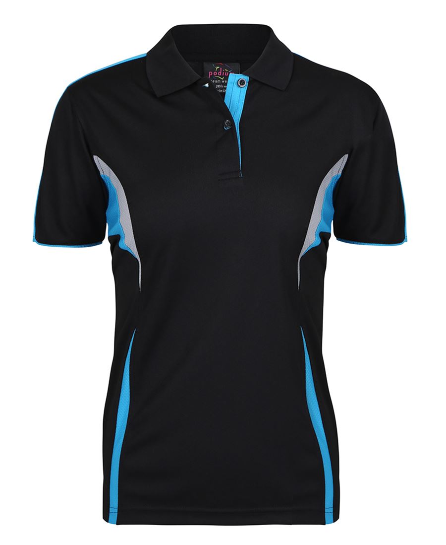 PODIUM LADIES COOL POLO - Black/Aqua/Grey