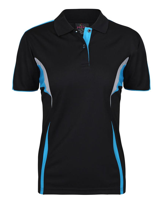 PODIUM LADIES COOL POLO - Black/Aqua/Grey