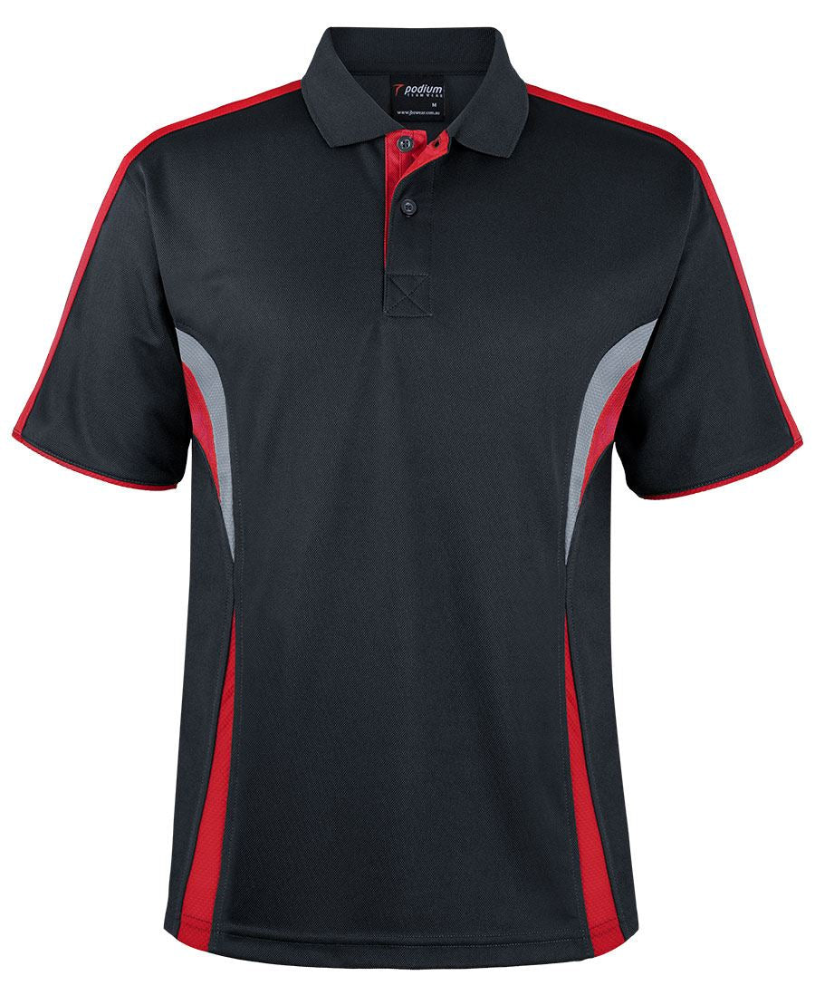 PODIUM COOL POLO - Black/Red/Grey