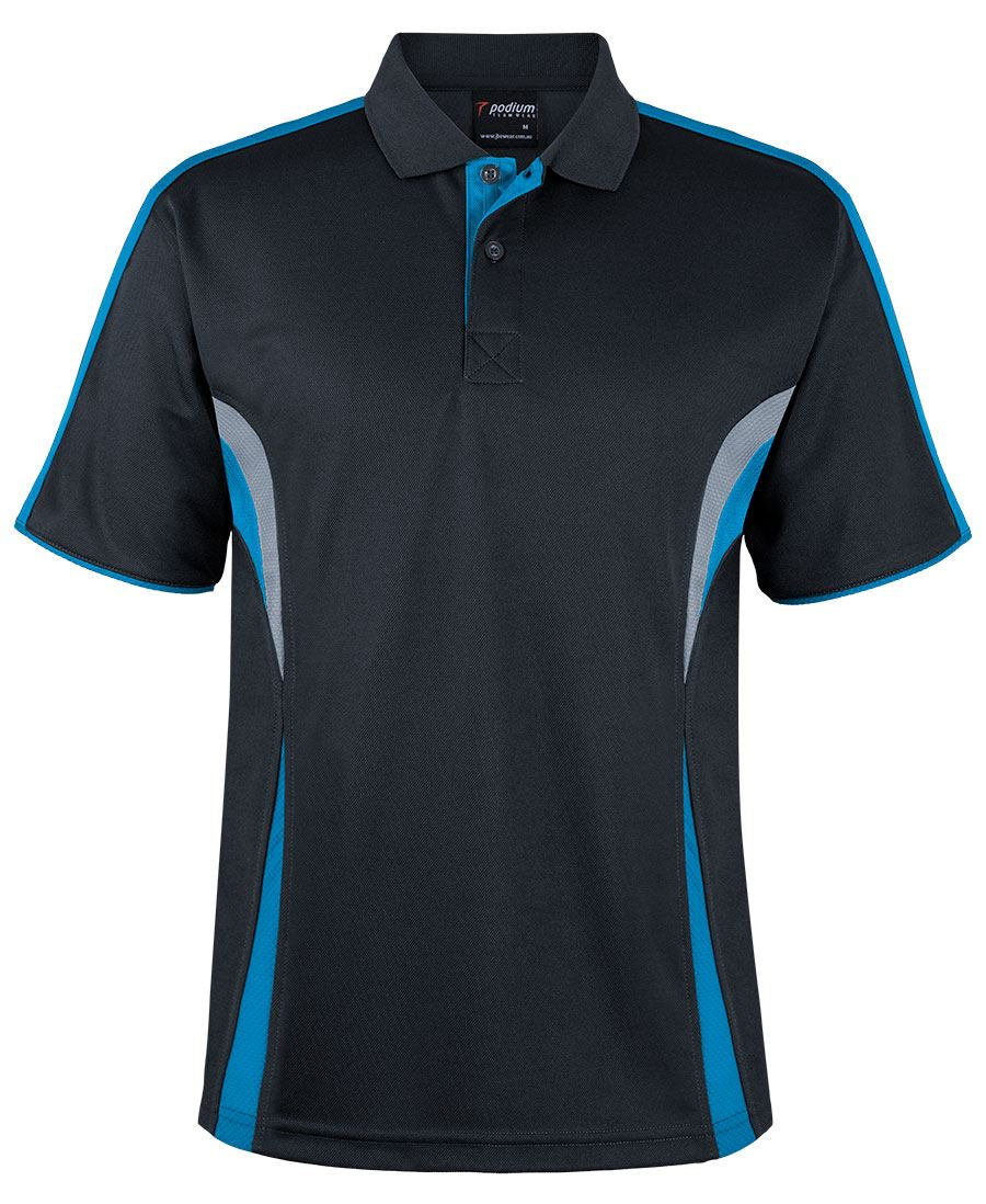 PODIUM COOL POLO - Black/Aqua/Grey