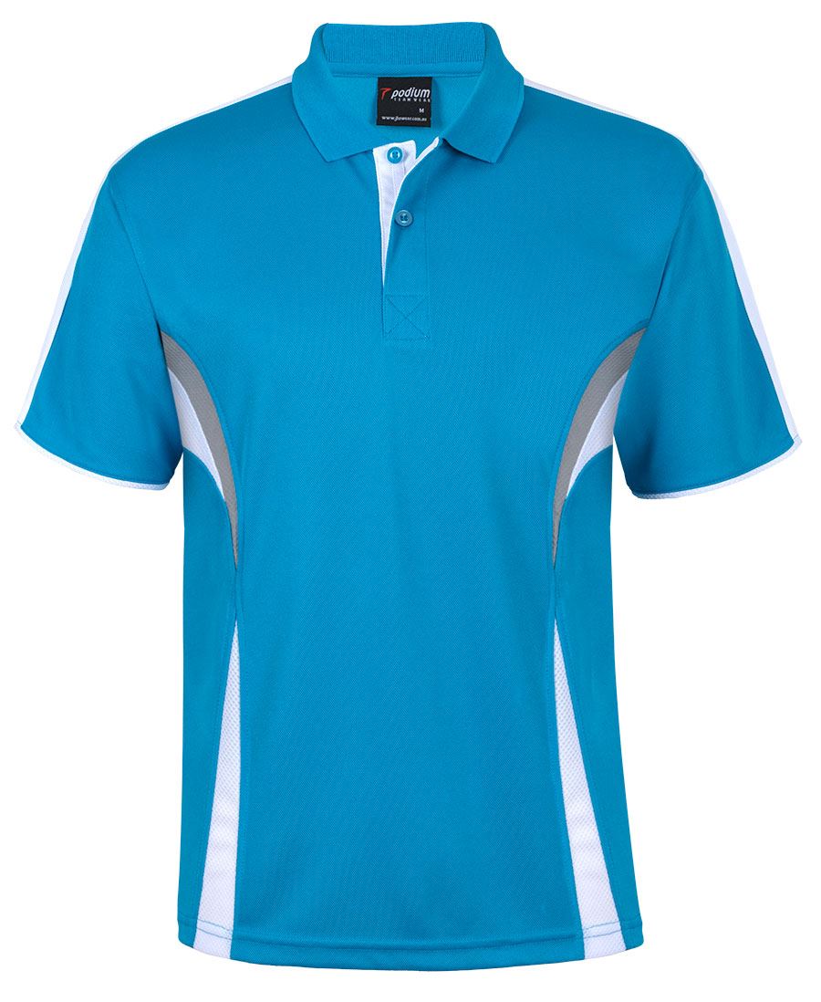 PODIUM COOL POLO - Aqua/White/Grey