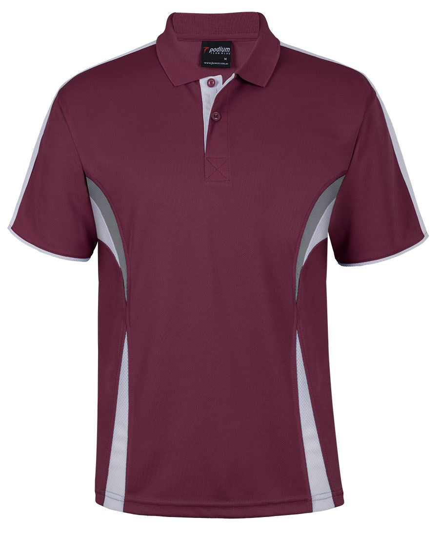 PODIUM COOL POLO - Maroon/White/Grey