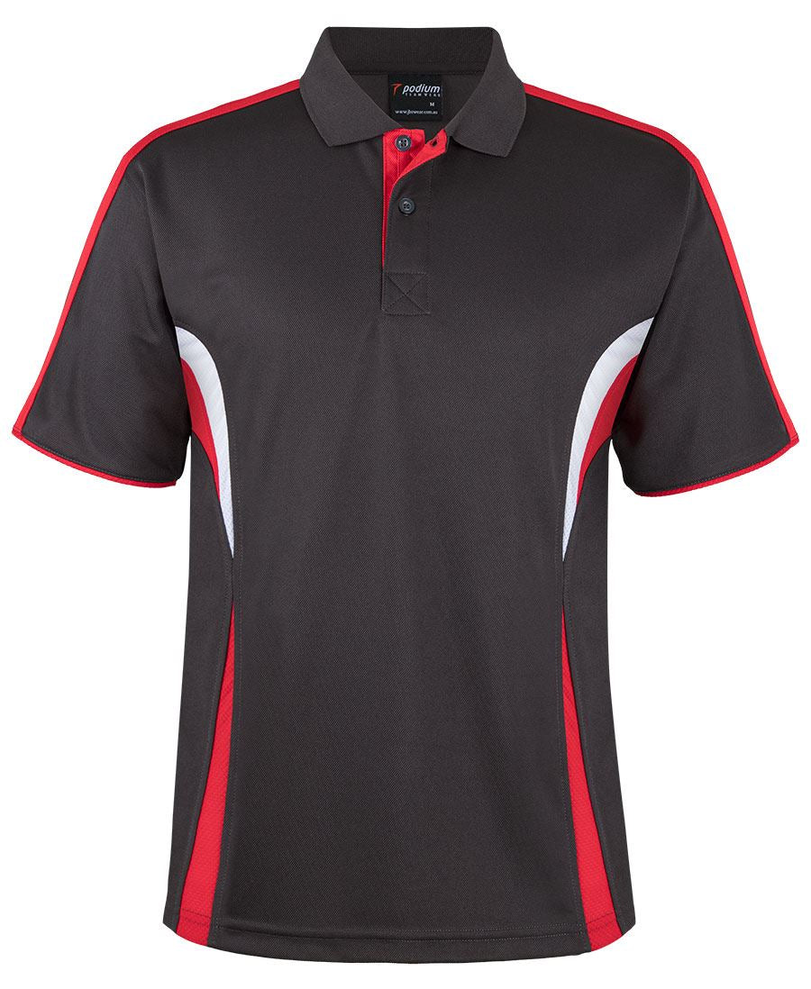 PODIUM COOL POLO - Gunmetal/Red/White