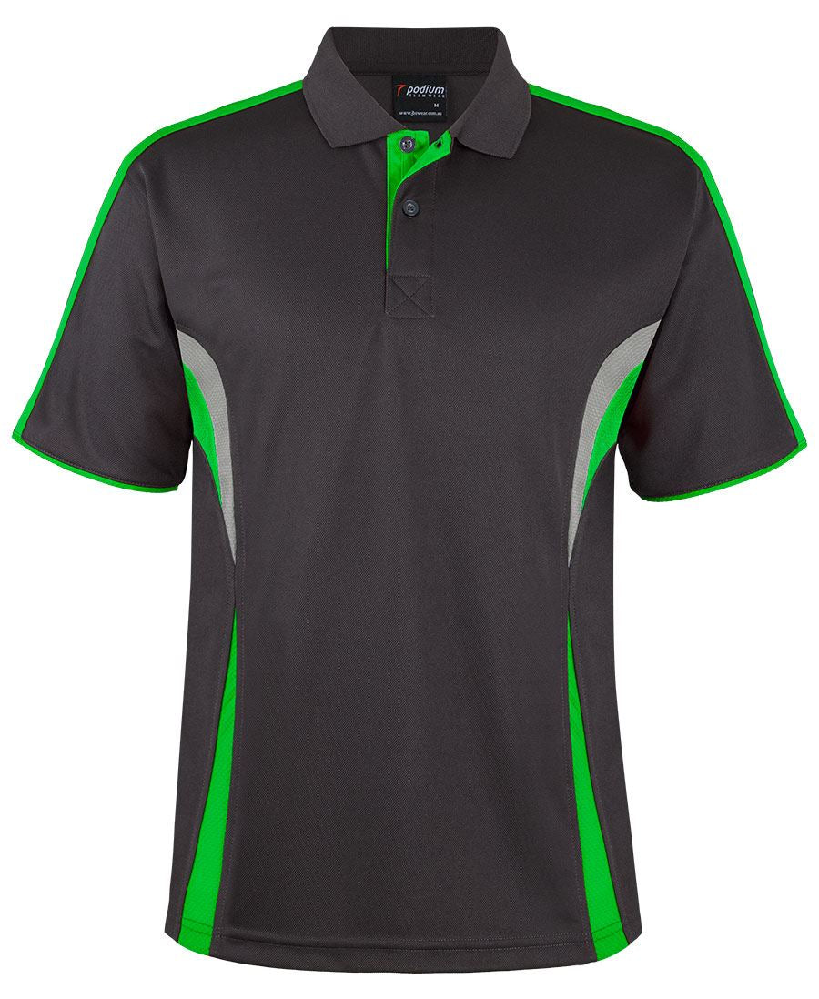 PODIUM COOL POLO - Gunmetal/Pea Green/Grey