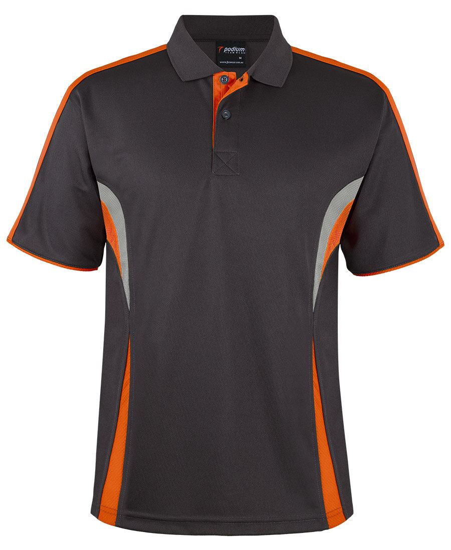 PODIUM COOL POLO - Gunmetal/Orange/Grey