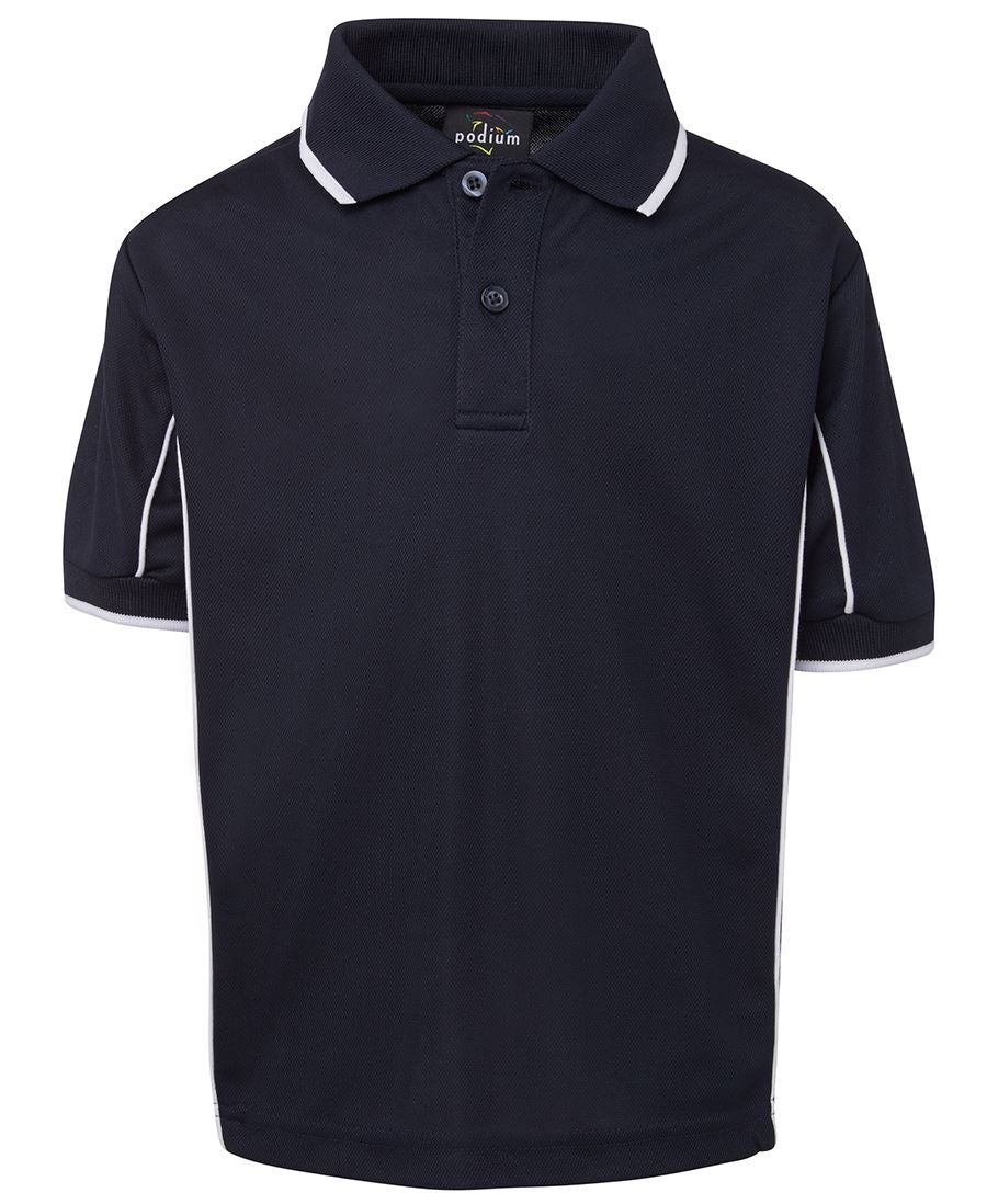 PODIUM KIDS S/S PIPING POLO - Navy/White