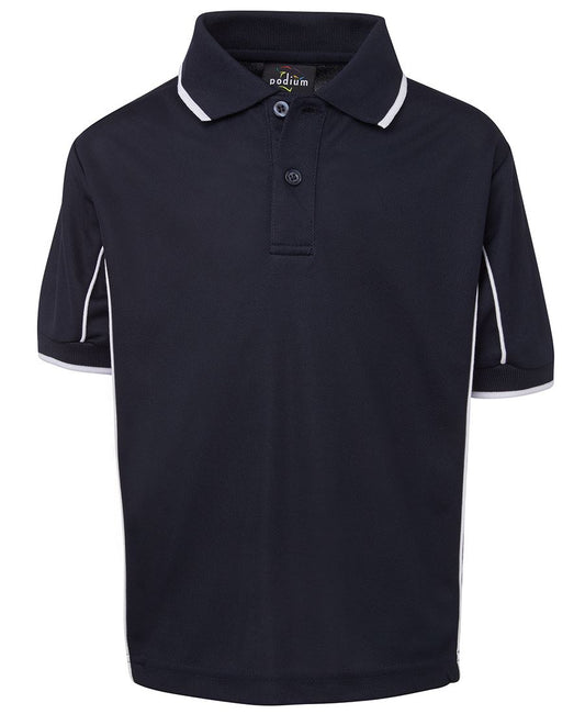 PODIUM KIDS S/S PIPING POLO - Navy/White