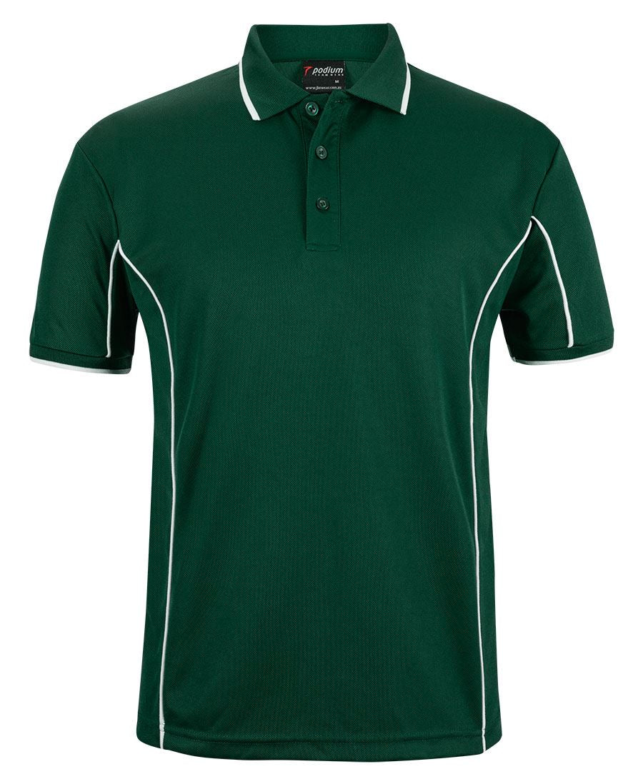 PODIUM S/S PIPING POLO - Forest/White
