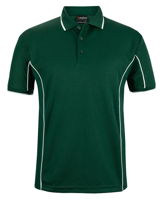 PODIUM S/S PIPING POLO - Forest/White