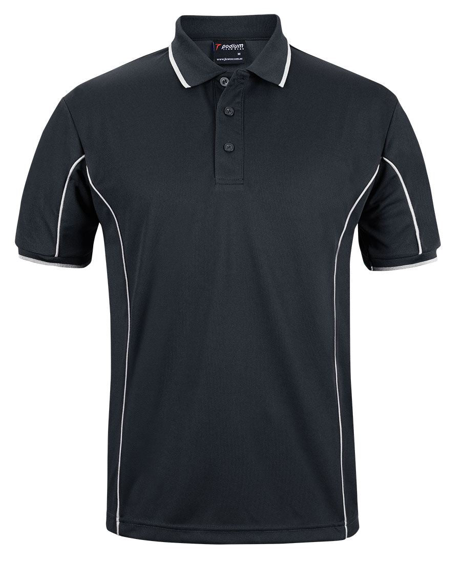 PODIUM S/S PIPING POLO - Black/White