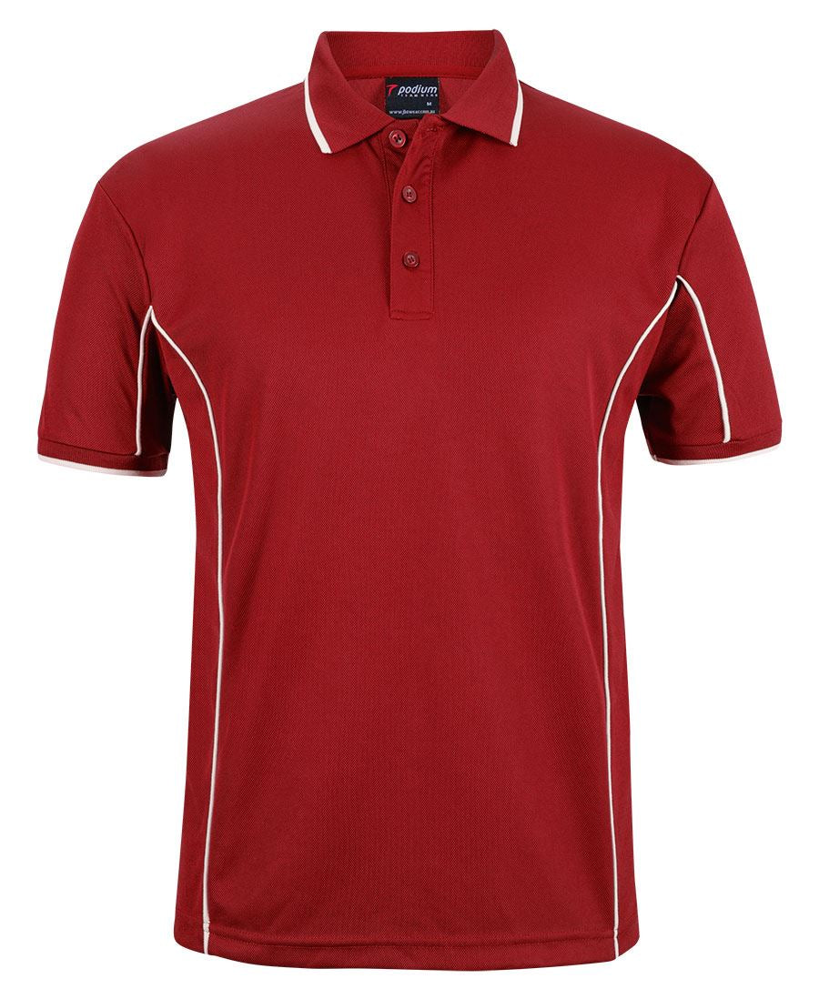 PODIUM S/S PIPING POLO - Dark Red/White