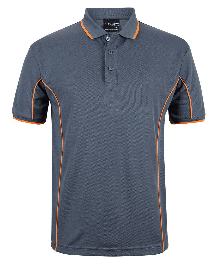 PODIUM S/S PIPING POLO - Grey/Orange