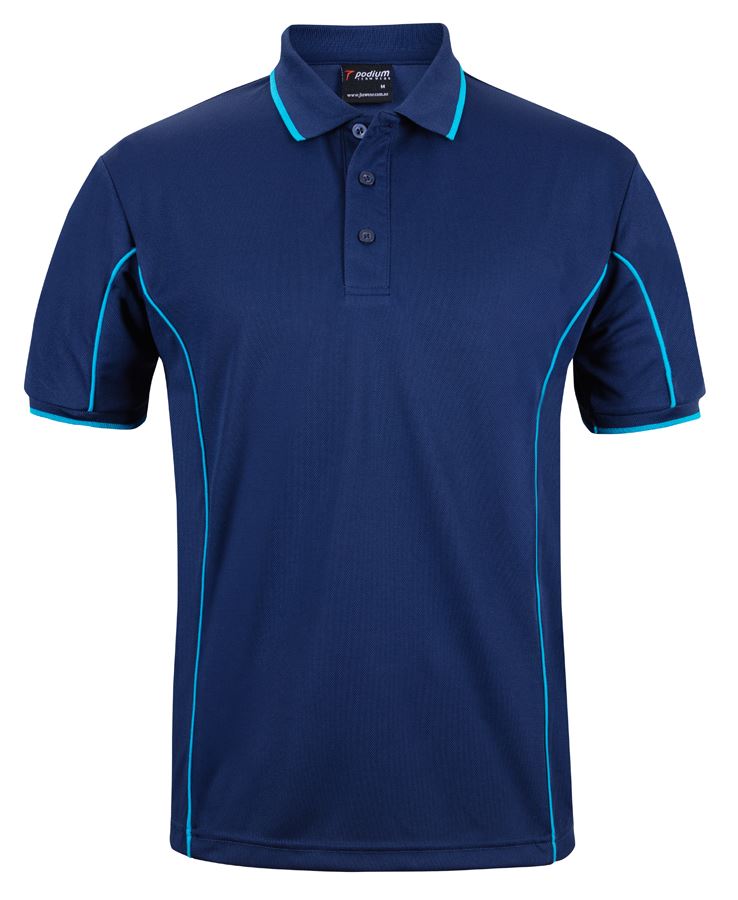 PODIUM S/S PIPING POLO - Junior Navy/Aqua