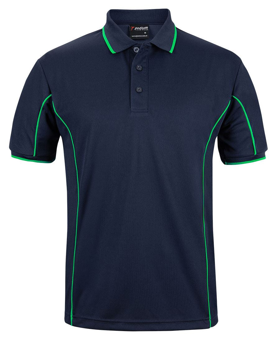 PODIUM S/S PIPING POLO - Navy/Green