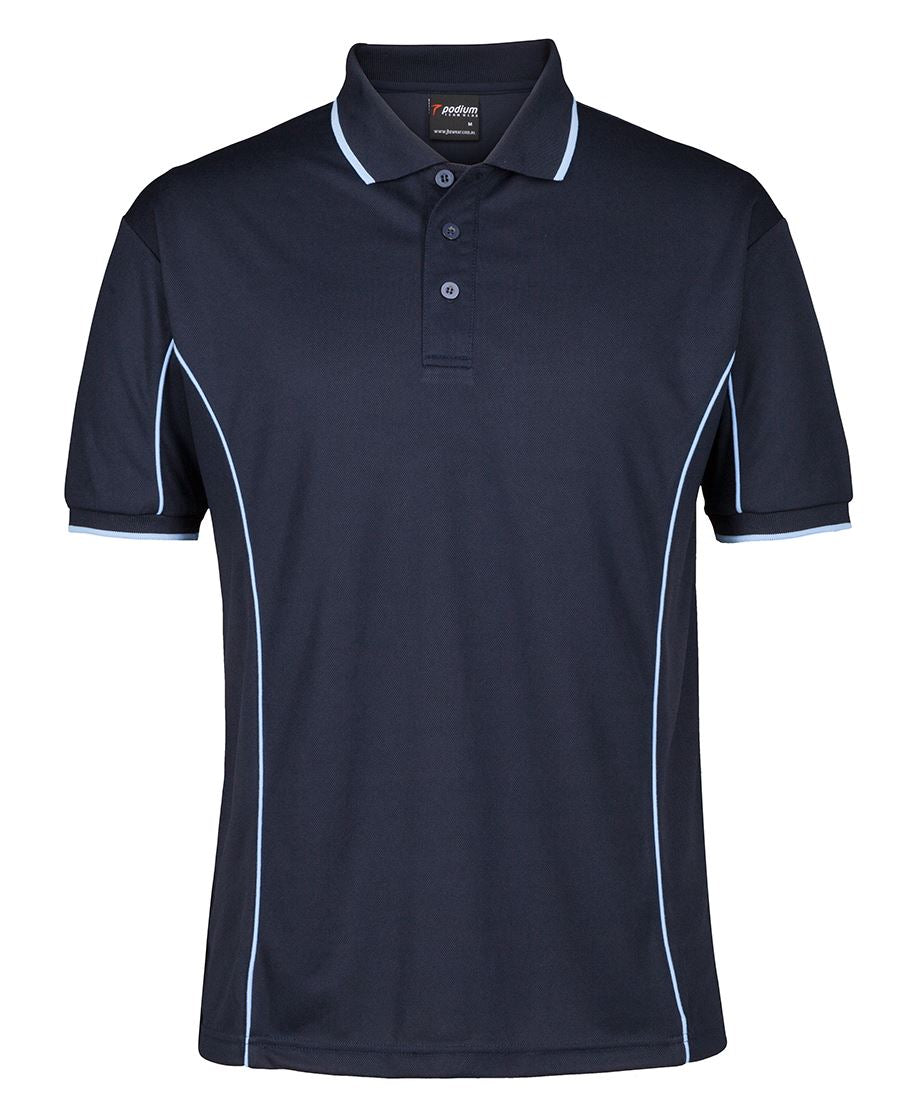 PODIUM S/S PIPING POLO - Navy/Light Blue