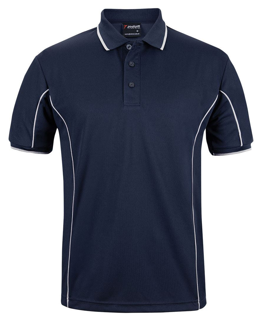 PODIUM S/S PIPING POLO - Navy/White
