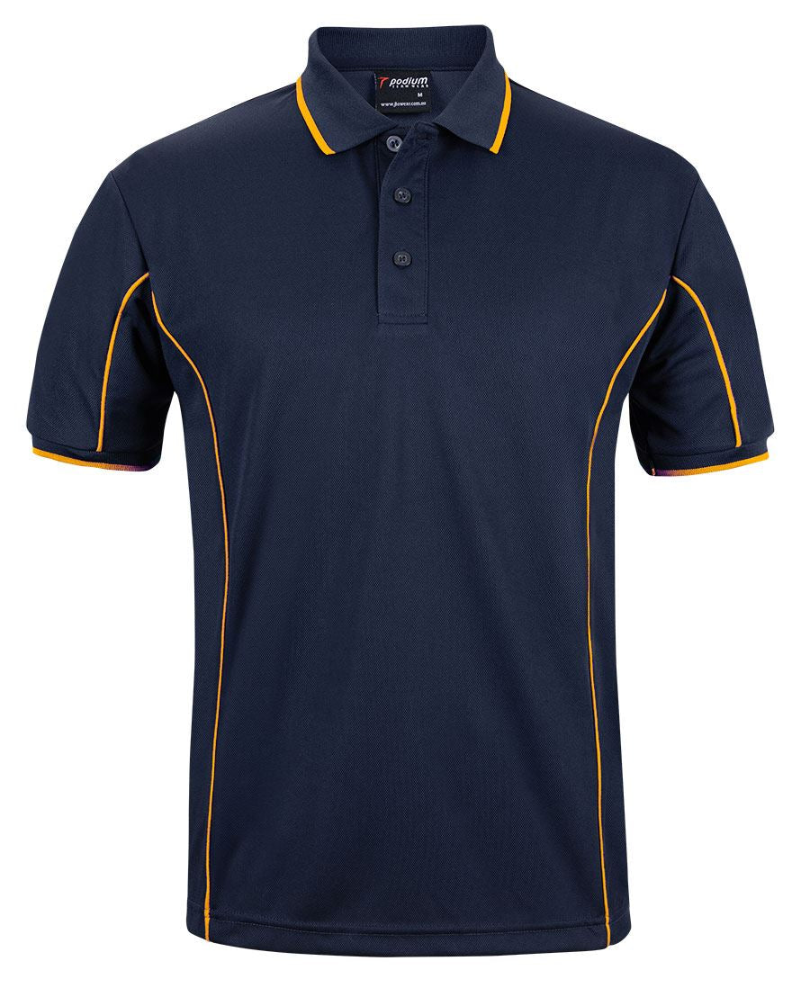 PODIUM S/S PIPING POLO - Navy/Gold