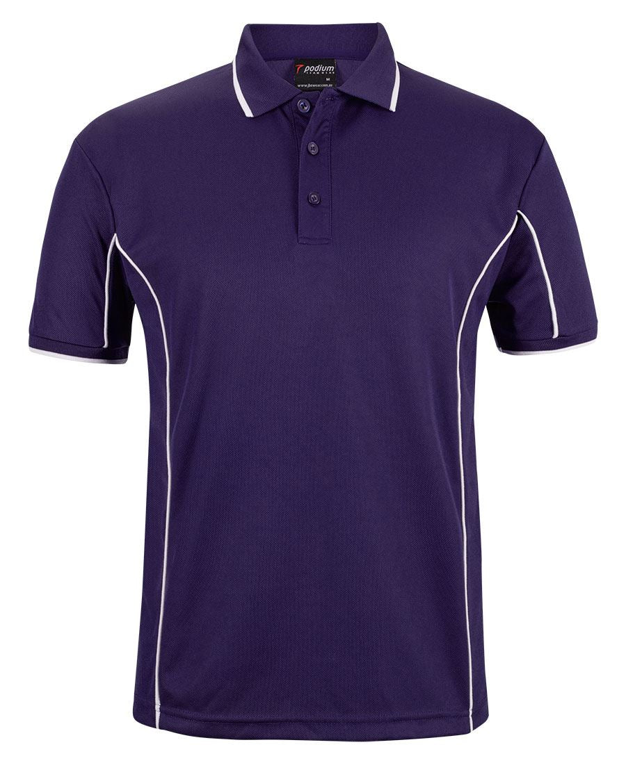PODIUM S/S PIPING POLO - Purple/White