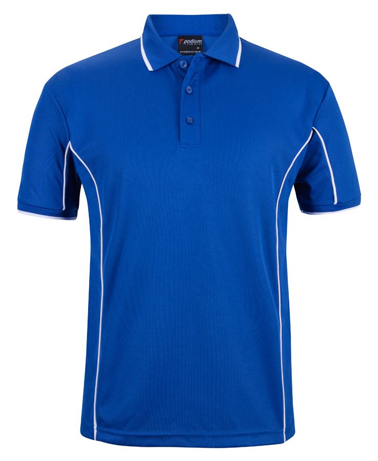 PODIUM S/S PIPING POLO - Royal/White
