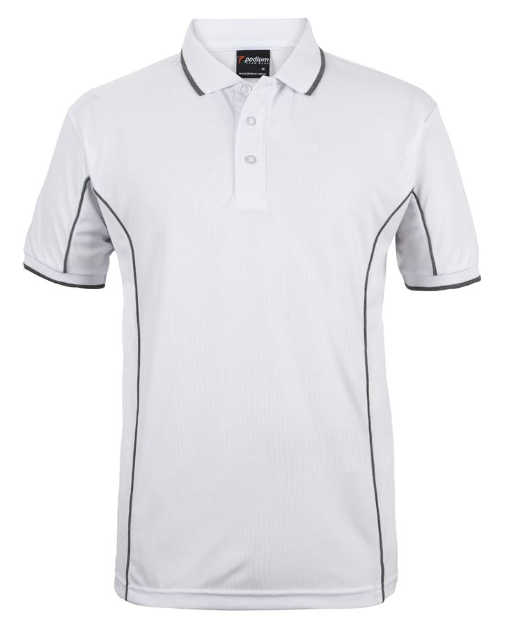 PODIUM S/S PIPING POLO - White/Grey