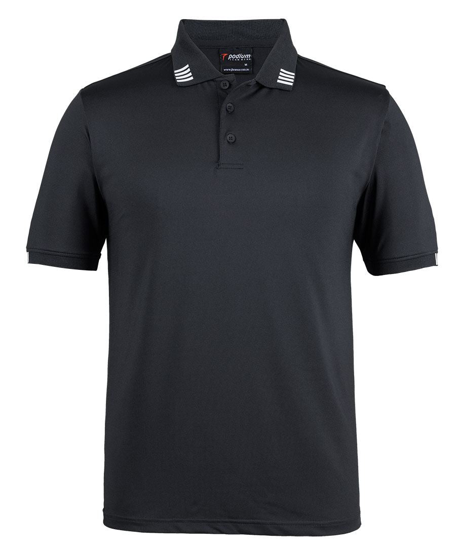 PODIUM 4 STRIPE S/S STRETCH POLO - Black/White