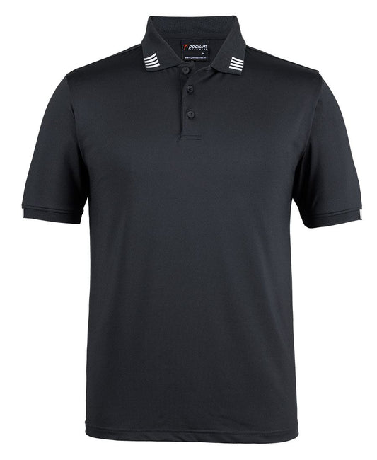 PODIUM 4 STRIPE S/S STRETCH POLO - Black/White