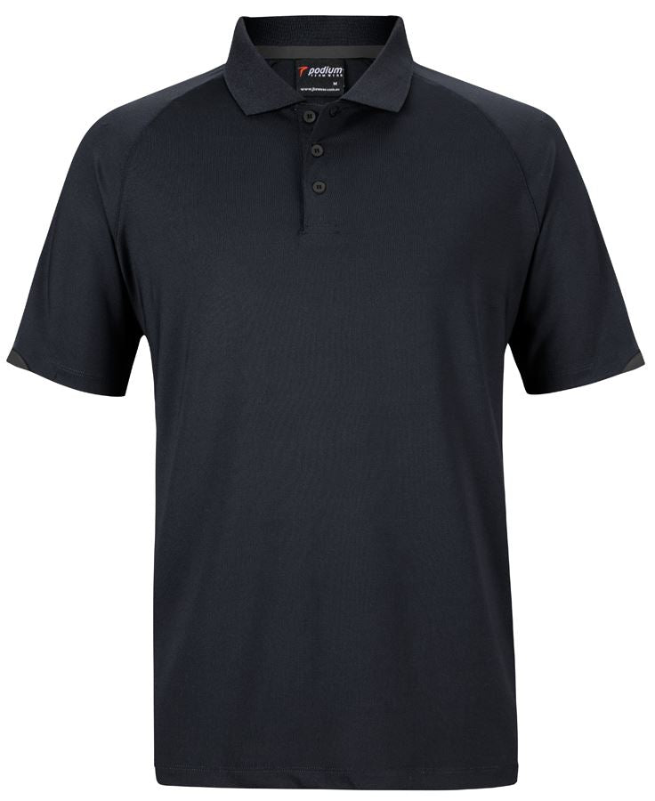 PODIUM CONTRAST STRETCH POLO - Black/Charcoal