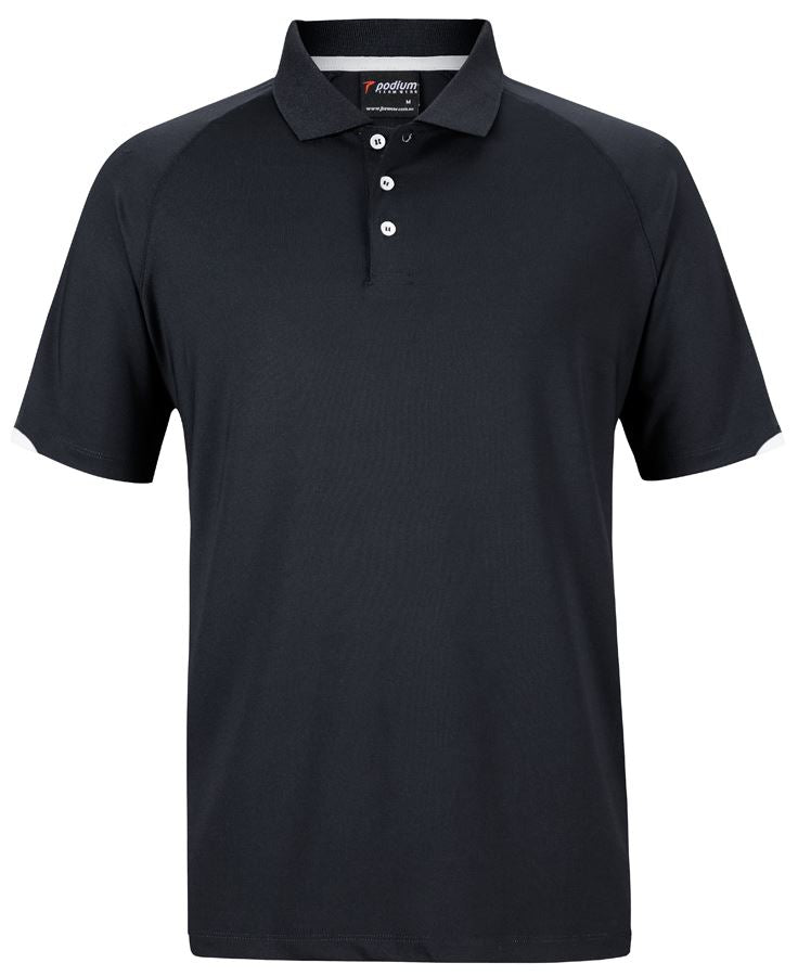 PODIUM CONTRAST STRETCH POLO - Black/White