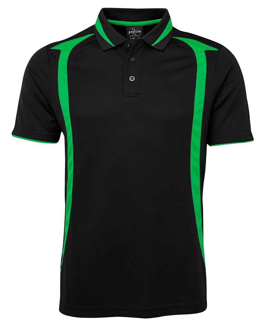PODIUM SWIRL POLO - Black/Pea Green