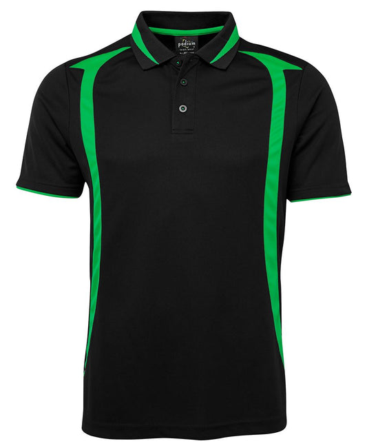 PODIUM SWIRL POLO - Black/Pea Green