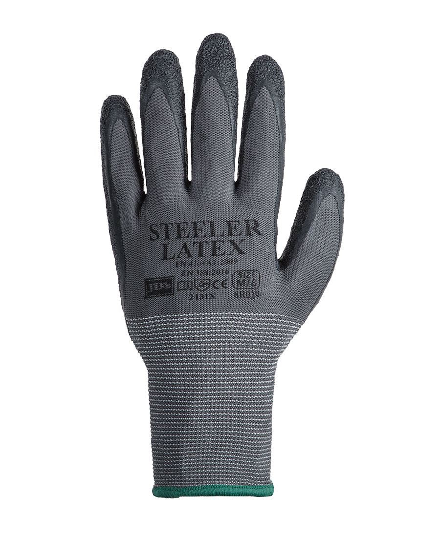 JB's STEELER CRINKLE LATEX GLOVE (12PK) - Grey/Black