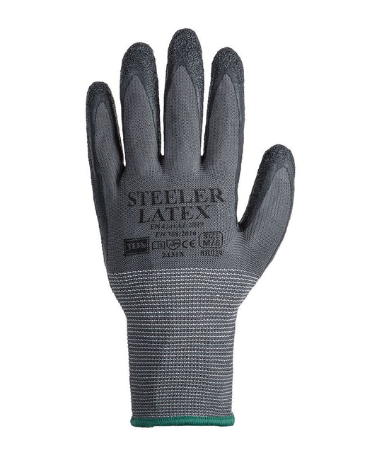 JB's STEELER CRINKLE LATEX GLOVE (12PK) - Grey/Black