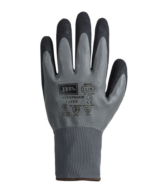 JB's WATERPROOF DBL LATEX COATED GLOVE 5PK - Grey/Black