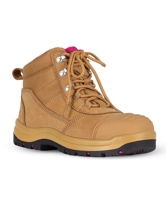 JB's LADIES ATRAX ZIP SAFETY BOOT - Wheat/Pink