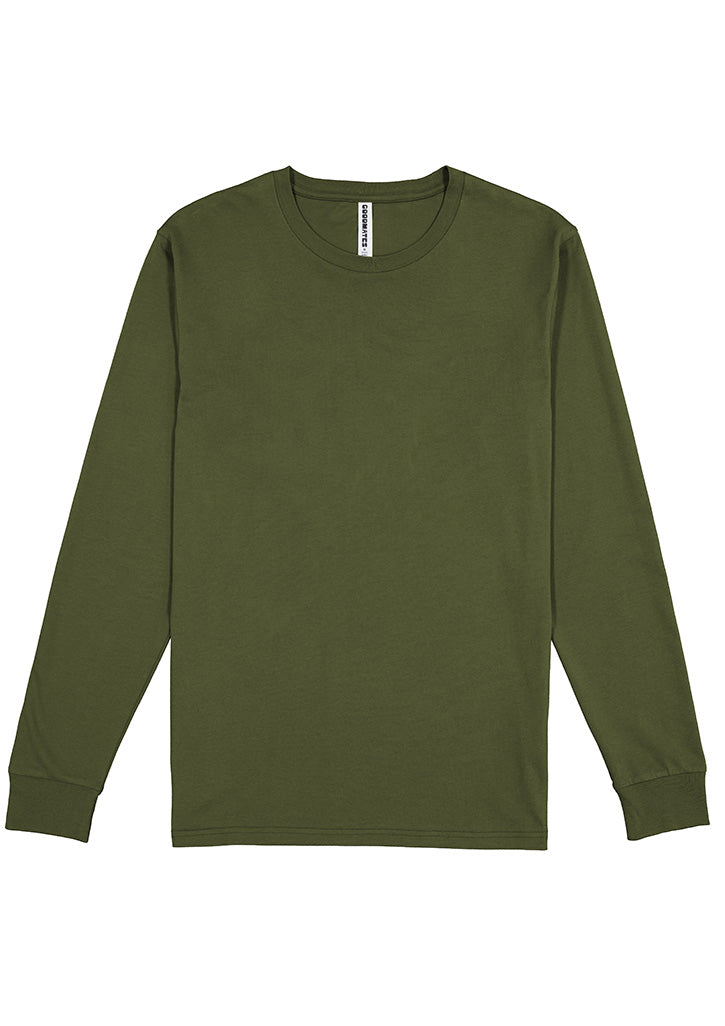Basis Mens Long Sleeve Tee - Army (back)