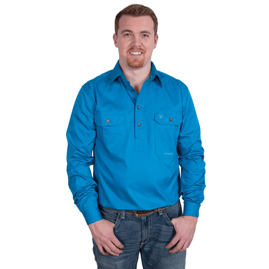 Men's - Cameron - 1/2 Button - Blue Jewel