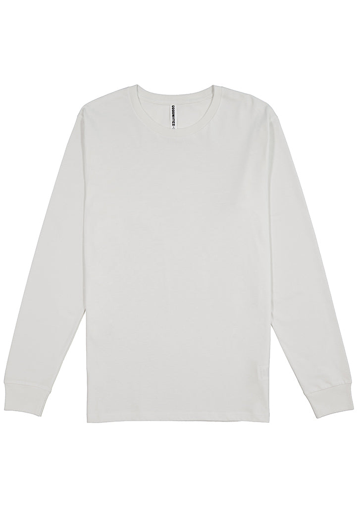 Basis Mens Long Sleeve Tee - Ecru (back)