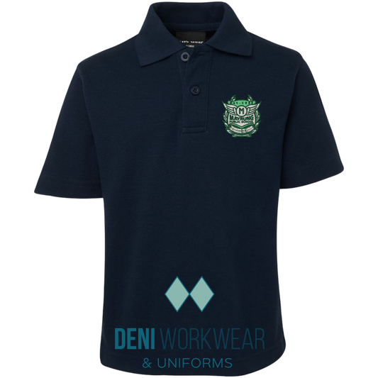JB's Wear Kids Short Sleeve Polo 2KP - MAYRUNG PUBLIC SCHOOL - Navy EMBROIDERED