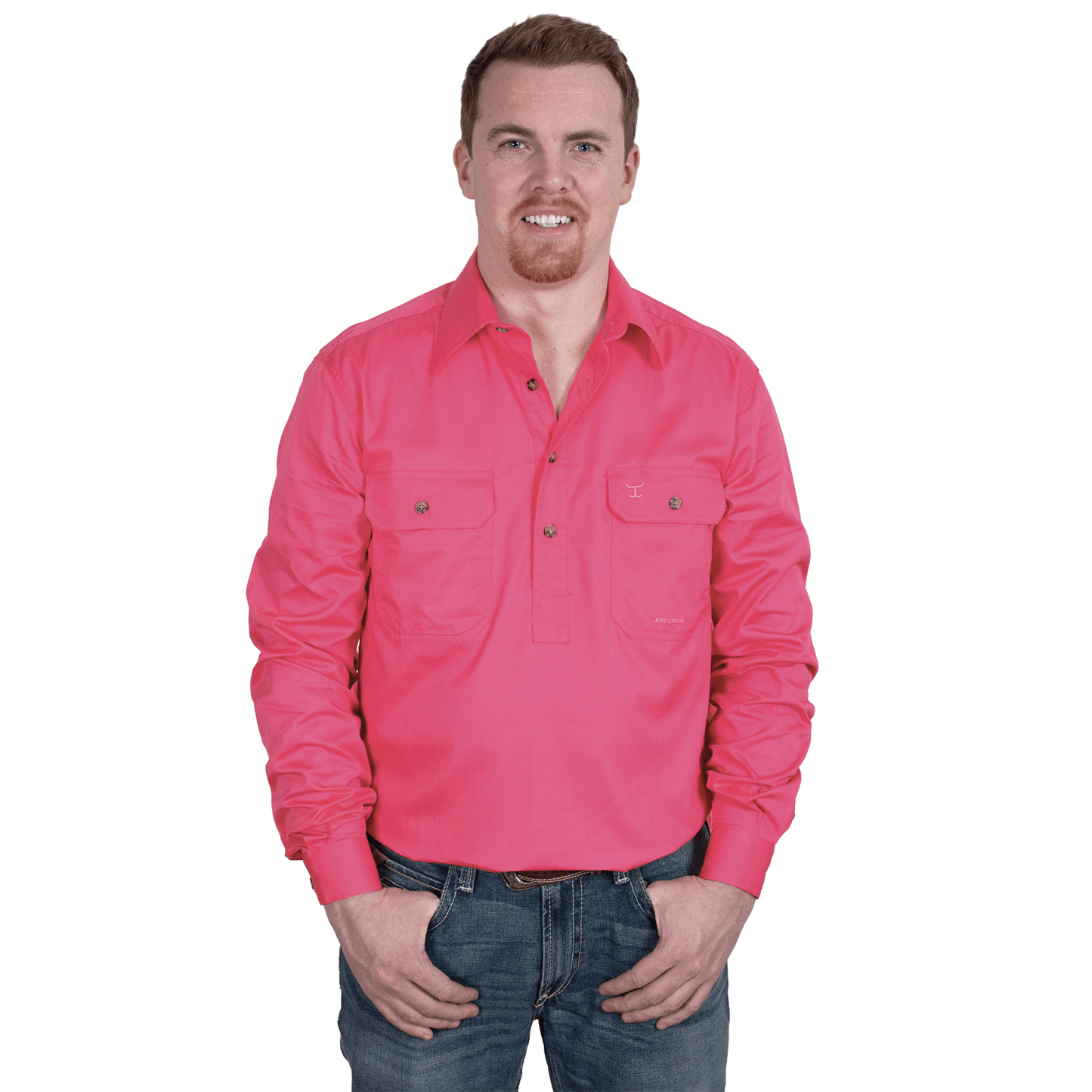 Men's - Cameron - 1/2 Button - Hot Pink