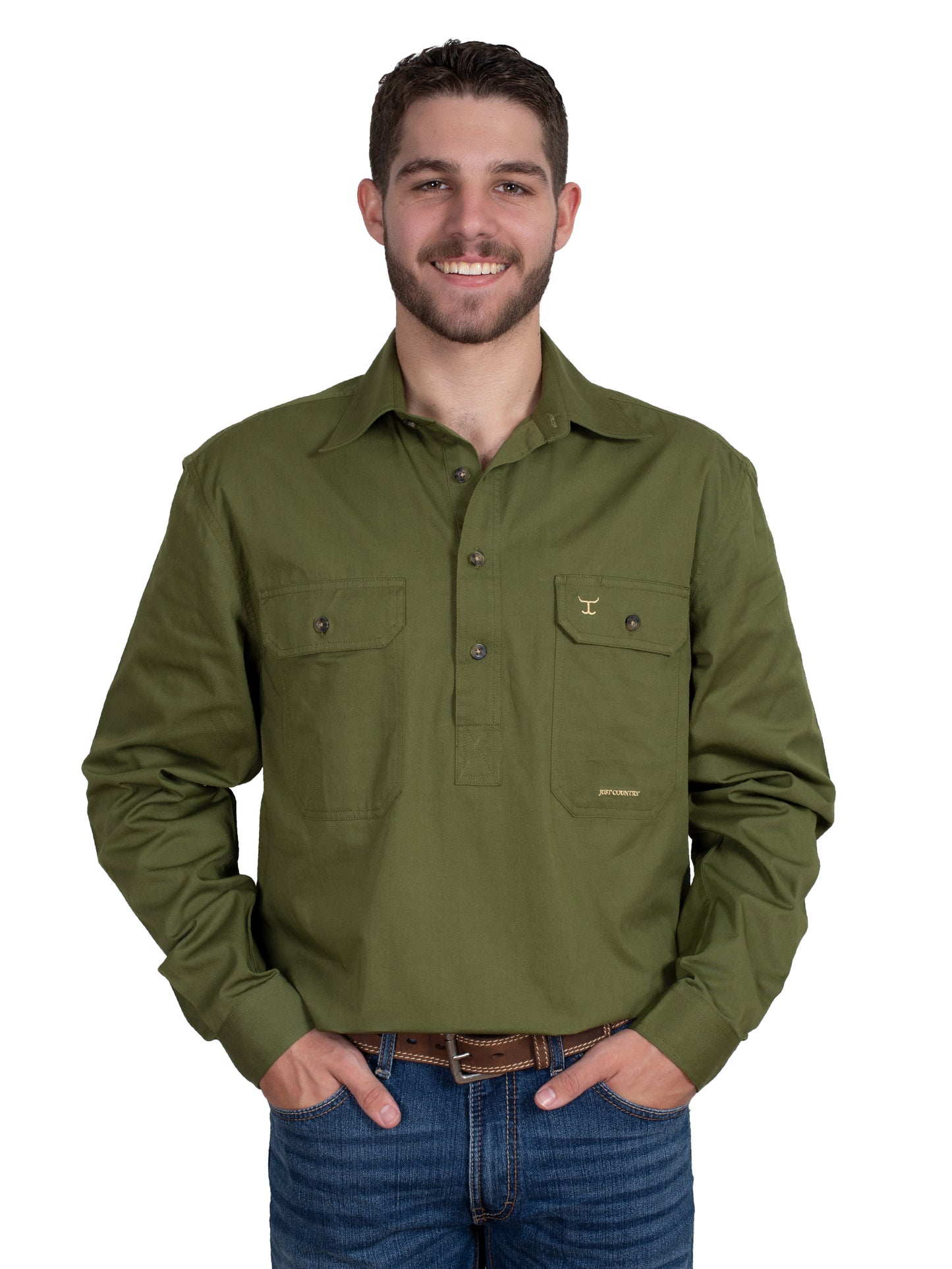 Men's - Cameron - 1/2 Button - Olive