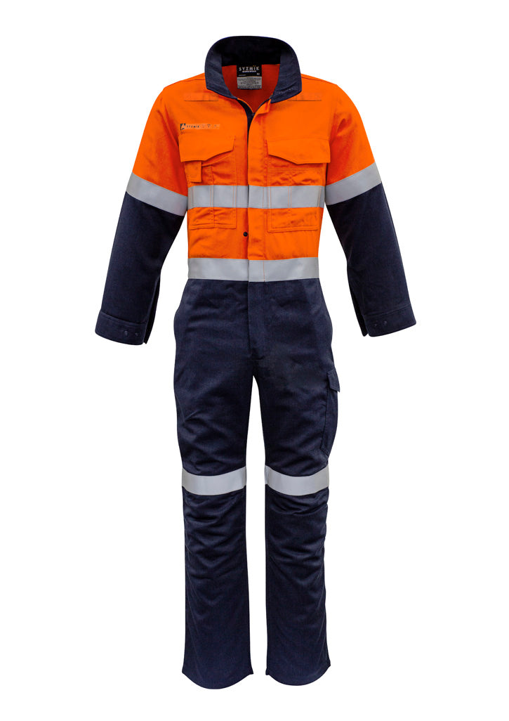 Mens Orange Flame Overall - Hoop Taped Orange/Navy front